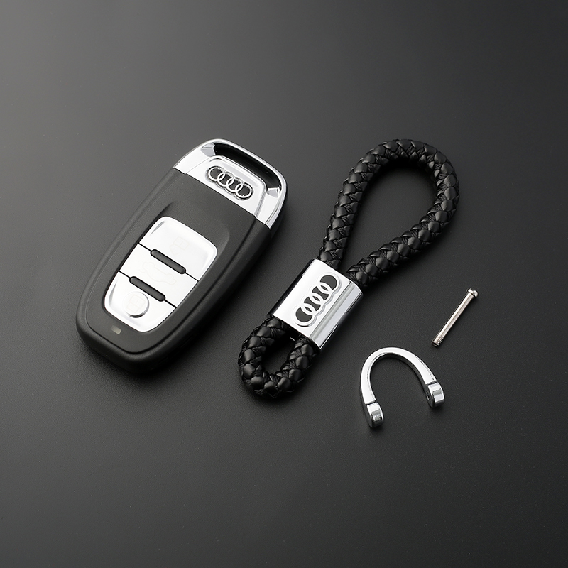 专车专用编织皮绳钥匙扣奥迪丰田宝马车标钥匙链男士简约汽车钥匙