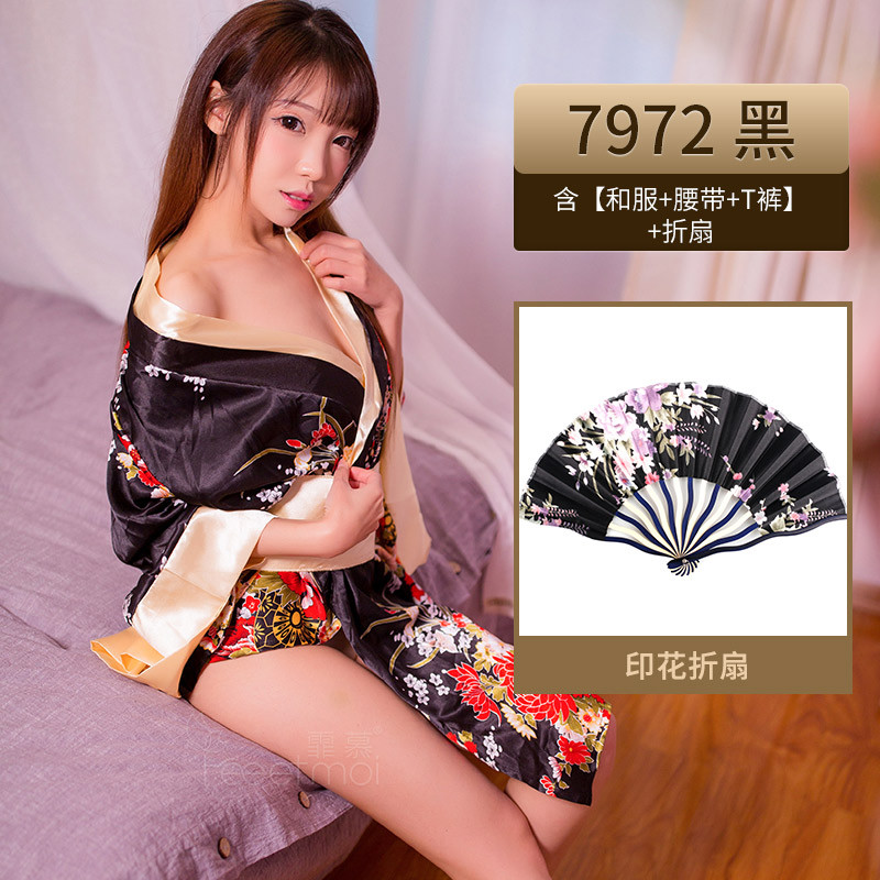 日式和服风印花睡裙性感情趣内衣激情套装sm女骚大码胖MM制服睡衣