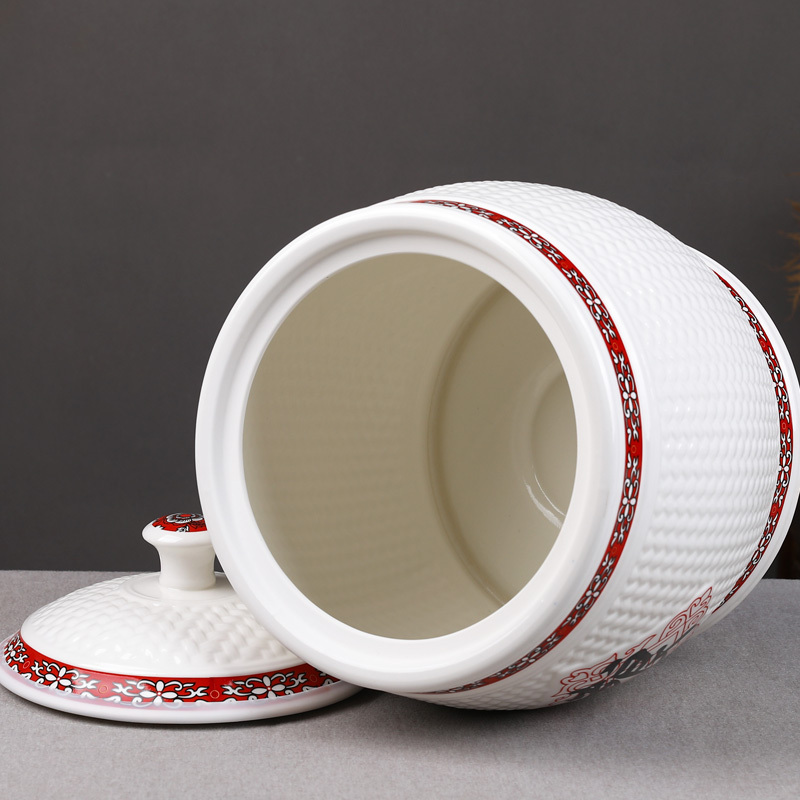 陶瓷米缸米桶面粉缸烘焙精灵10kg20/30斤装家用厨房储物密封罐 30斤米(送礼品)