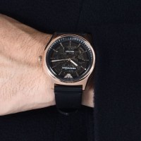 阿玛尼(EMPORIO ARMANI)男士腕表时尚镂空机械表皮带 经典休闲时尚腕表 全自动机械表 男款AR60004