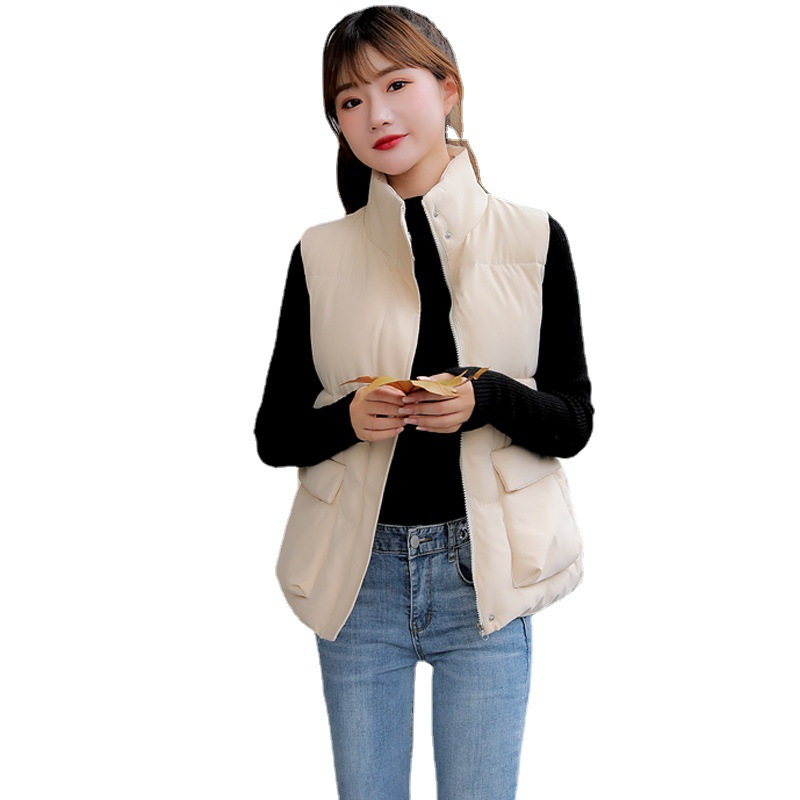秋冬羽绒棉马甲女短款韩版背心外穿加厚坎肩加肥加大码马夹外套