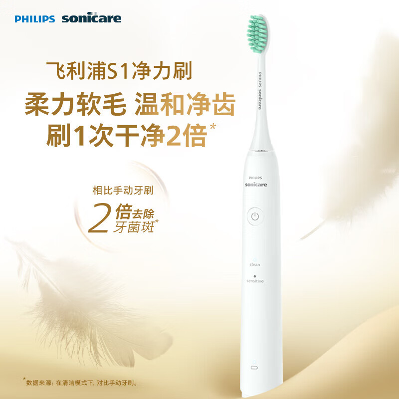 飞利浦(PHILIPS)电动牙刷 S1 白色HX2431/02(替换飞利浦 电动牙刷 HX2446)