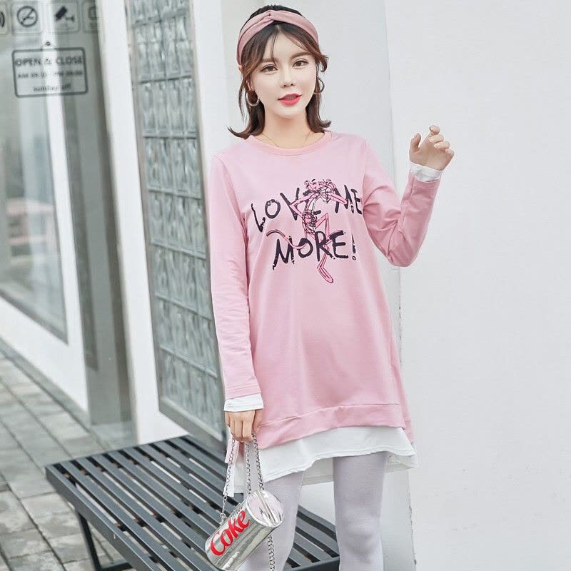 迪鲁奥(DILUAO)孕妇装装外出新款孕妇连衣裙中长款时尚潮妈孕妇套装秋宽松透气孕妇裙子 粉红豹图片