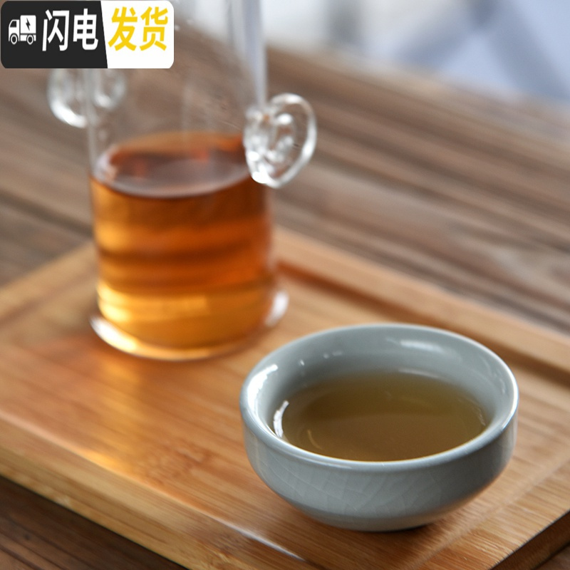 三维工匠陶瓷功夫茶具套装茶壶家用茶盘耐热玻璃旅行红茶泡茶器 哥窑粉青一管四杯+灰包