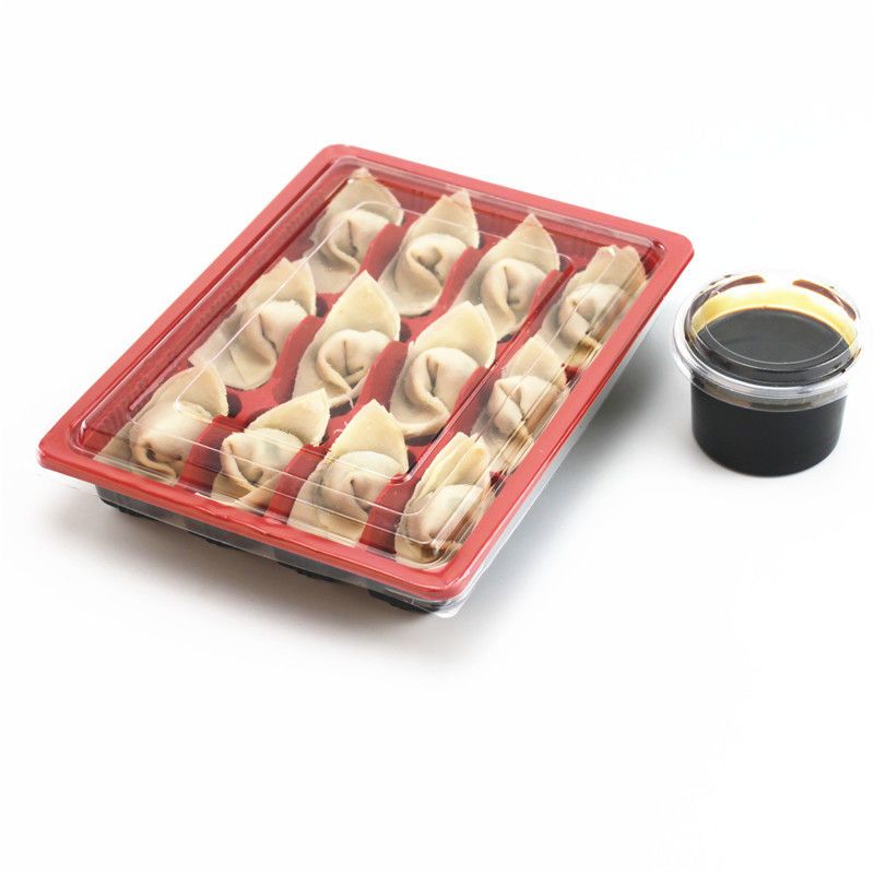 12格黄白100套带盖速冻饺子盒一次性生熟水饺外卖打包盒塑料水饺托盘