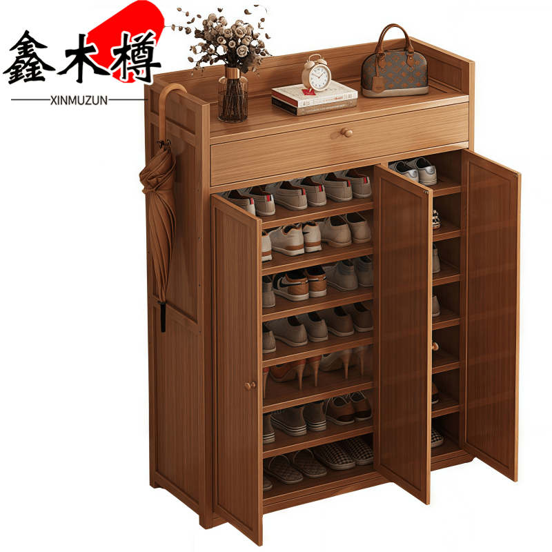鑫木樽鞋柜90*32*137cm个高清大图