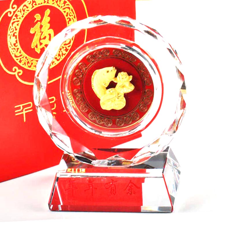 梦克拉 足金工艺水晶摆件 年年有余高清大图
