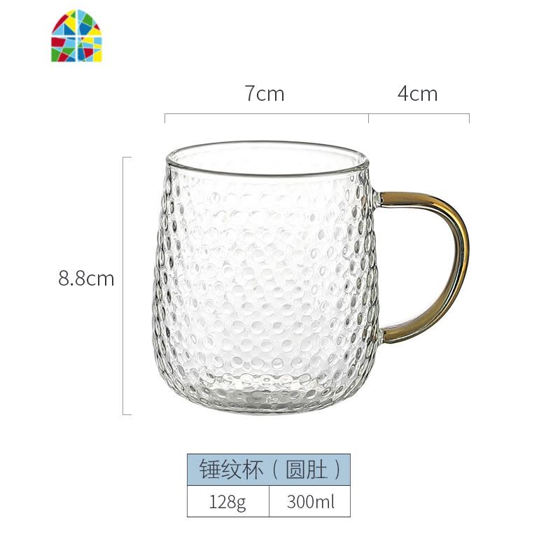 可高温冷热水壶玻璃大容量凉水杯开水壶茶壶家用套装凉水壶架创意 FENGHOU 300ml锤纹杯(直身)W02图片