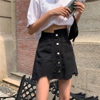 黑色短裙女春夏高腰显瘦不规则毛边大码胖MM辣妹a字包臀半身裙潮 G902黑色[不带内衬 ] S 建议95斤以下