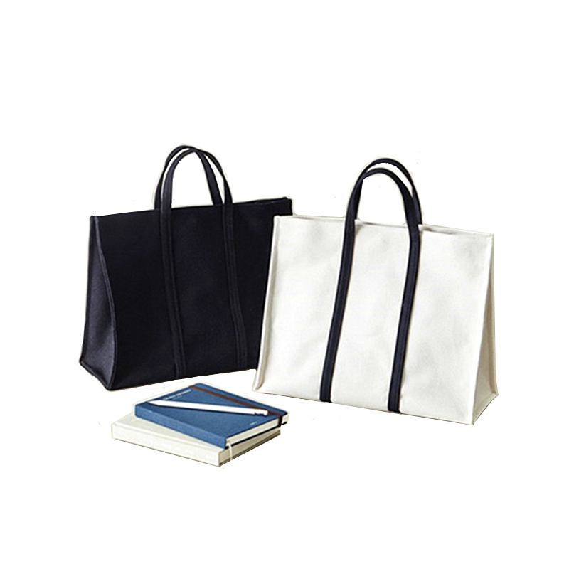 韩国简约商务公文包女帆布手提文件包百搭休闲学生布书包a4文件袋黑色