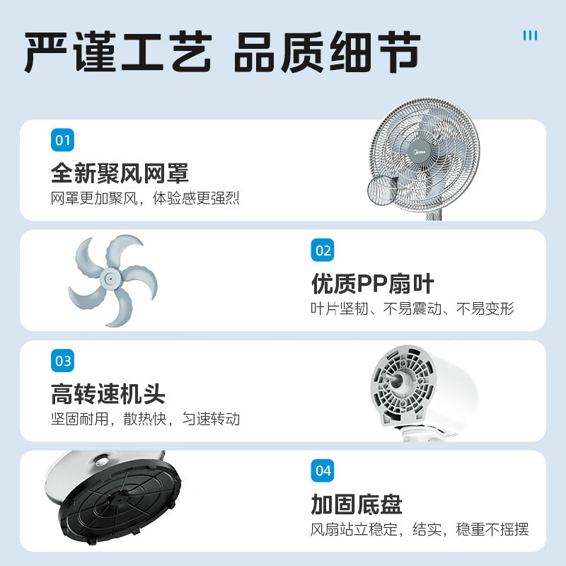 美的(Midea)电风扇立式风扇家用大风力风扇卧室宿舍摇头轻音落地扇工业20吋大头扇高效节能电扇 FS45-23D