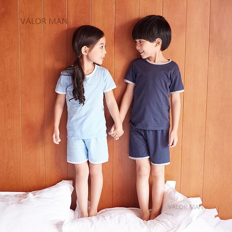 儿童夏季男童空服女童短袖夏装睡衣薄款纯棉男孩宝宝家居服套装