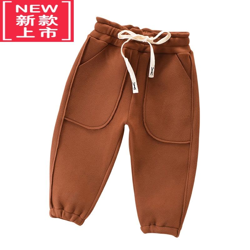 可莉允儿童秋冬季款加绒裤子防风裤保暖运动裤男女童中小童宽松时尚卫裤保暖裤图片