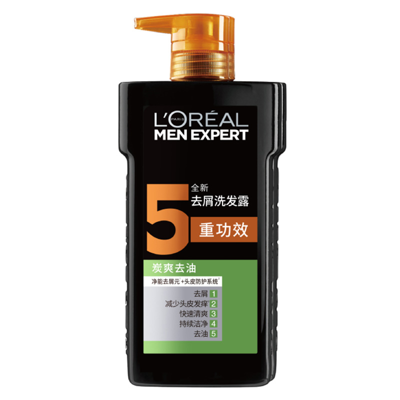 欧莱雅洗发水男士炭爽去油洗发水去屑洗发露700ml