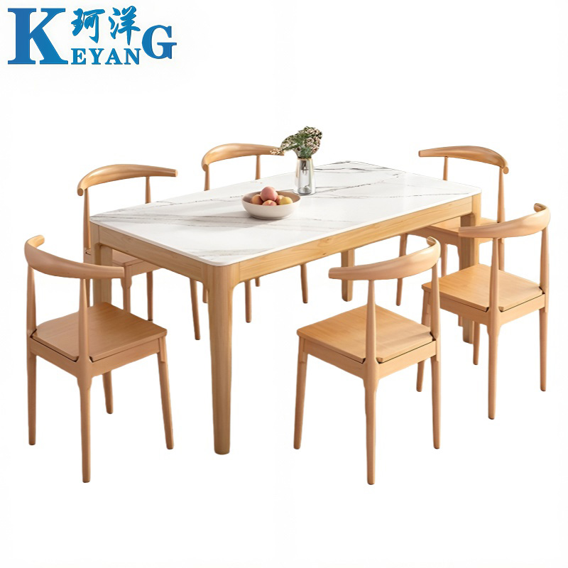 珂洋 岩板餐桌 一桌六椅130*80*75cm 套高清大图