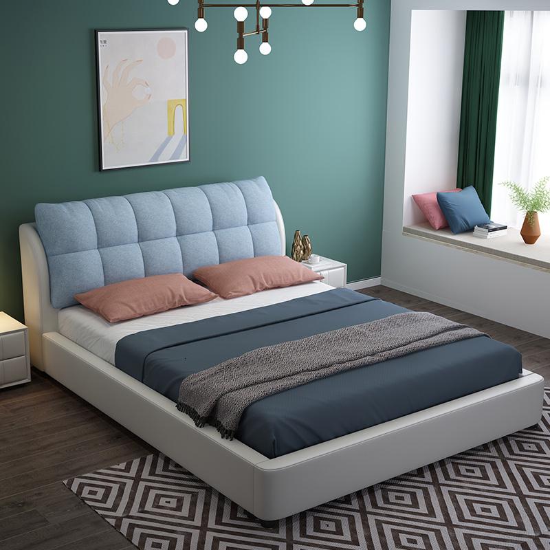 北欧布艺床 简约现代 主卧网红双人床1.8米可拆洗轻奢布床婚床 实木单床1500mm*1900mm组装式箱体床