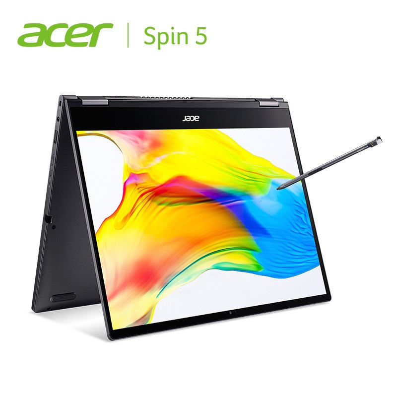 宏碁(acer)Spin5 翻转触控手写轻薄本 2.2K高色域 网课教育办公笔记本电脑 (11代i7-1165G7 16G 512GBSSD 双雷电4)灰 标配