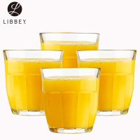 Libbey利比 玻璃杯水杯威士忌杯洋酒烈酒杯啤酒杯杯子条纹266ml 四只装