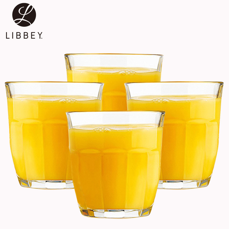 Libbey利比 玻璃杯水杯威士忌杯洋酒烈酒杯啤酒杯杯子条纹266ml 四只装