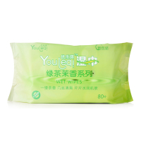优乐琪(Youleqi) 湿巾 绿茶茉香系列湿纸巾80片*1包 单包装通用湿纸巾