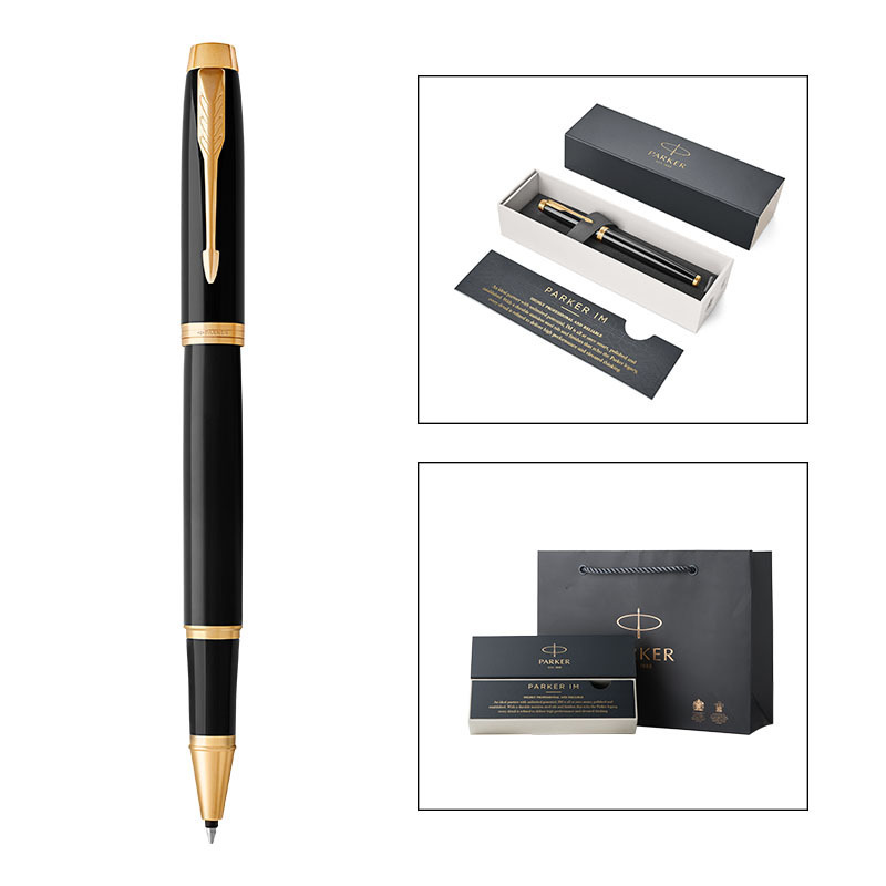 派克PARKER IM纯黑丽雅金夹宝珠笔 学生商务办公文具用品日常书写0.7mm宝珠笔芯