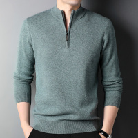 免费试穿 羊绒衫男装加厚保暖纯羊毛线衣中老年半高拉链领爸爸装打底100纯羊毛衫套头商务羊绒衫男士毛衣男大码