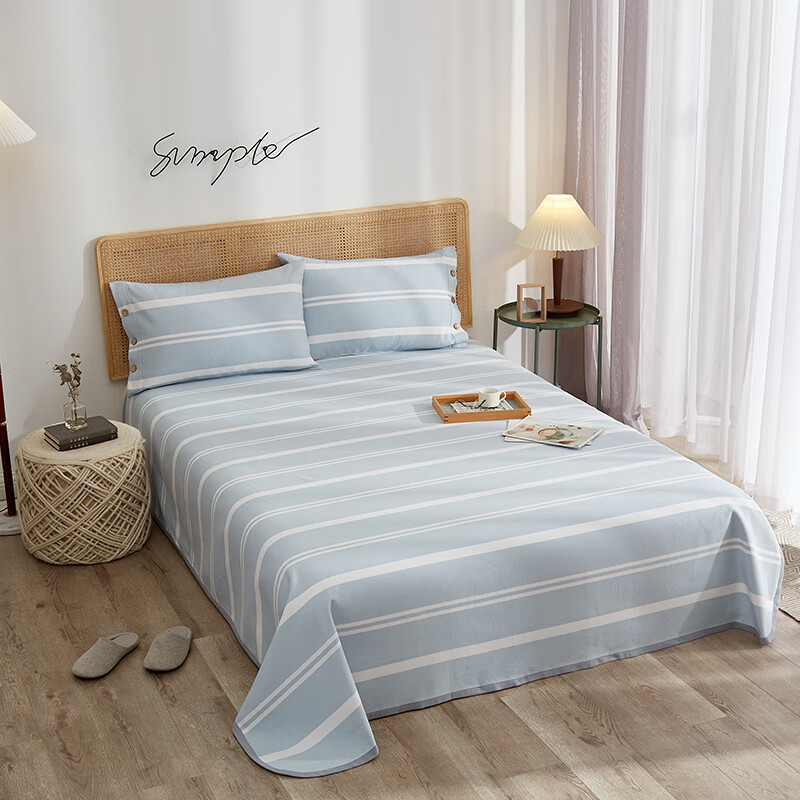 天琴床品四件套200*230cm柔软舒适中国手织布西川蓝TQ-S61高清大图