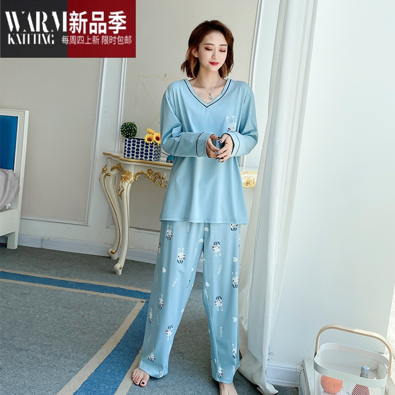 SHANCHAO睡衣女加肥加大200斤胖mm长袖家居服套装2023年新款
