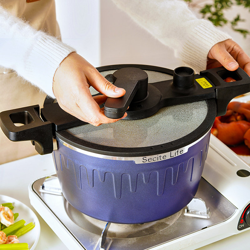新思特 国潮宝石蓝系列-微压锅WY-A不粘锅多功能微压锅汤锅压力锅家用高压锅电磁炉通用燃气高清大图