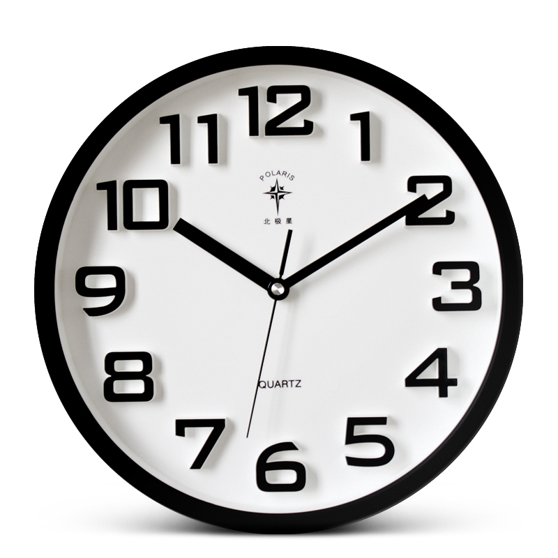 北极星polaris时尚立体数字圆时钟静音客厅挂钟办公创意大气钟表儿童