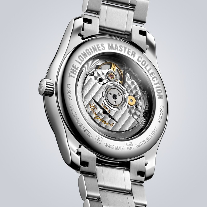 浪琴longines新款名匠系列小蓝针月相手表白色不锈钢表盘时尚休闲商务