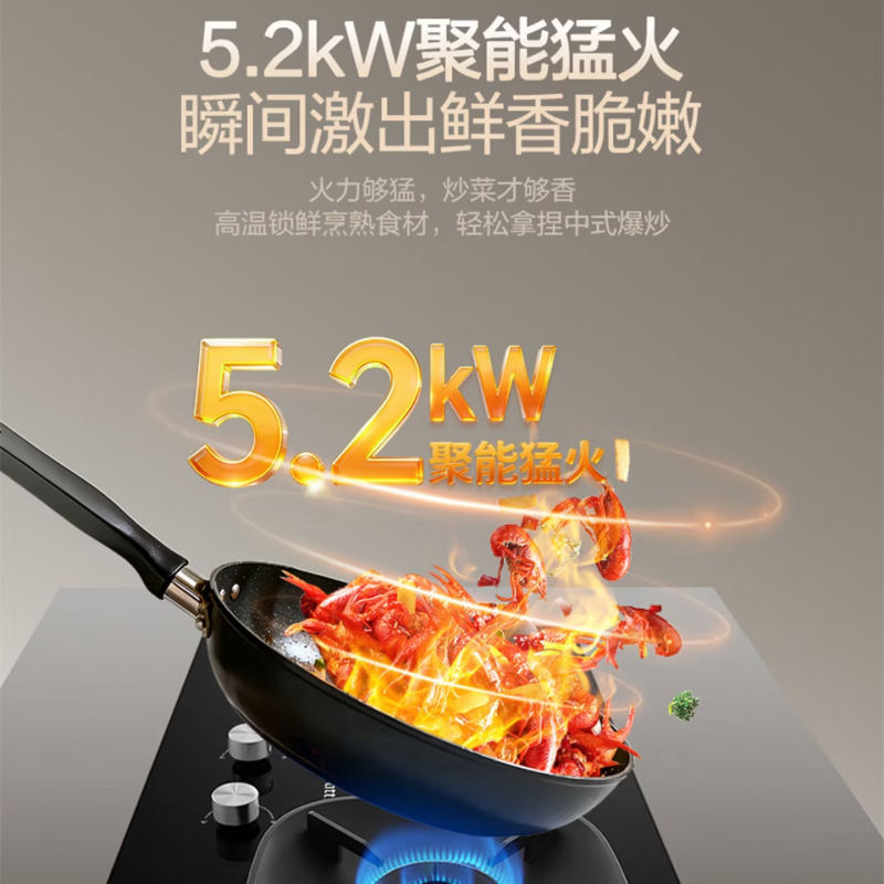 华帝[小飞碟x小飞翼]燃气灶天然气5.2kW三环烈焰匀火聚能盘70%热效率开孔可调节i10123D 天然气