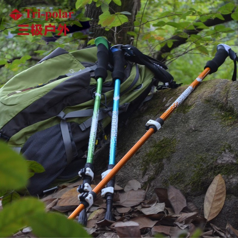 三极 TP3912 户外铝合金直柄外锁伸缩登山杖 135cm