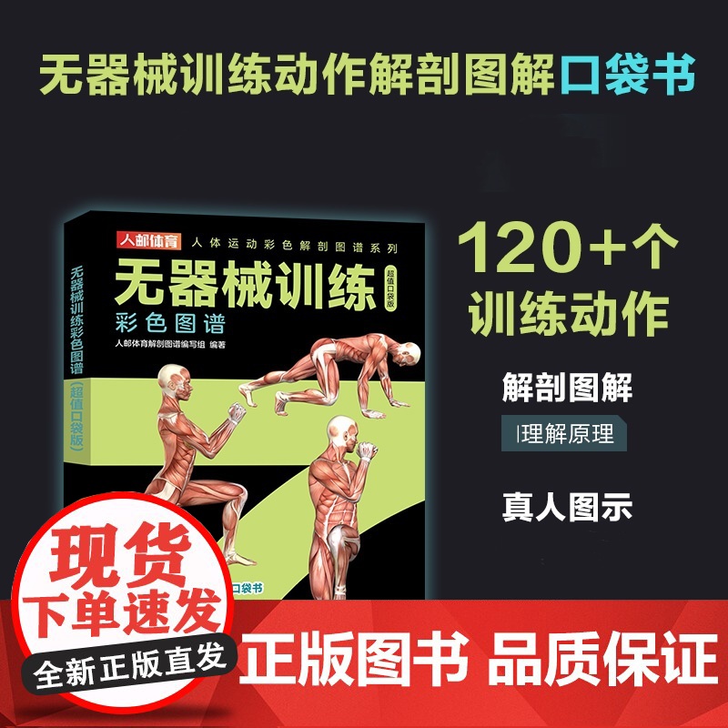 无器械训练彩色图谱 口袋版 徒手健身 无器械力量训练 健身书籍 健身训练计划 增肌书籍 力量与肌肉训练图谱高清大图