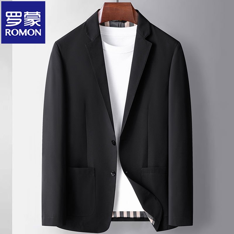 罗蒙高品质休闲西服男春季新款商务西装中年男士春装外套春秋上衣
