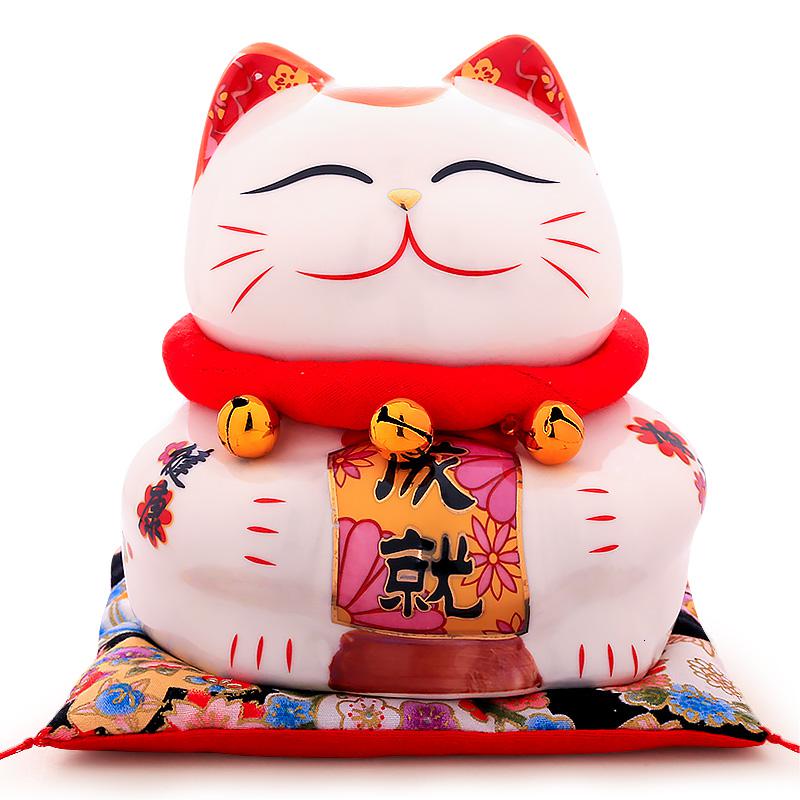 可爱猫小摆件 5寸迷你小号创意陶瓷家居店铺开业礼品 三维工匠 5寸[健康成就]猫高清大图