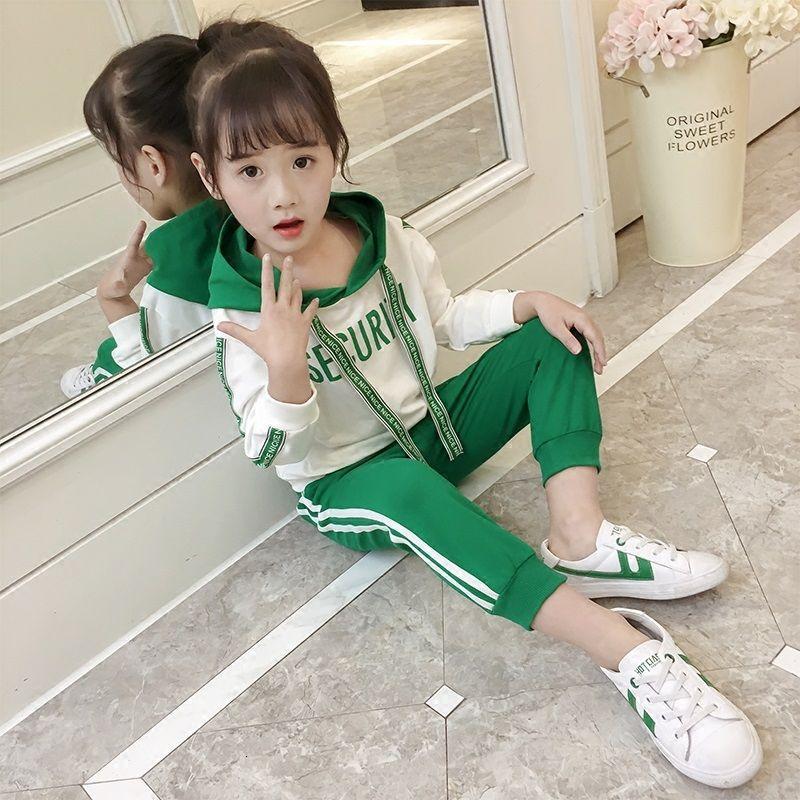 [促销]女童套装秋装2018新款中大童韩版潮衣儿童洋气春秋时髦两件套童装