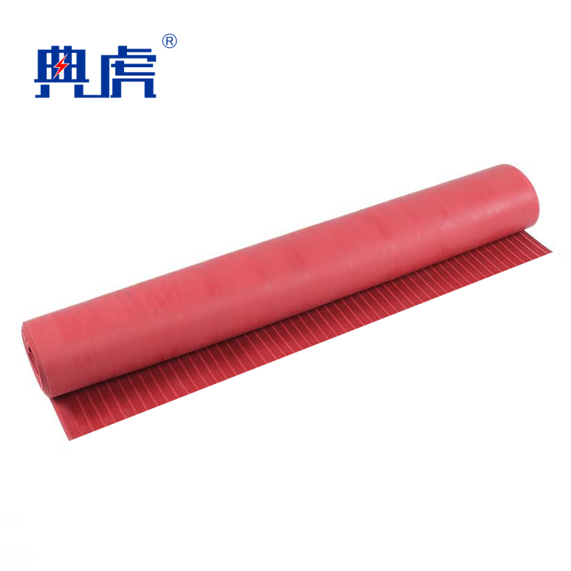 典虎 绝缘胶垫 红色条纹5mm*1m*10m 卷