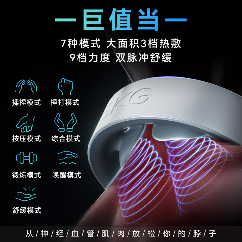 SKG多功能颈椎按摩仪热敷按摩器智能按摩仪 G1系列3代白色 豪华款高清大图
