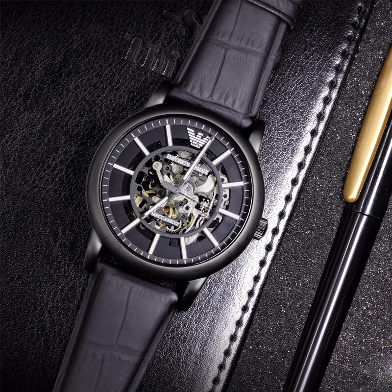 emporioarmani阿玛尼黑武士手表男镂空机械表ar60008