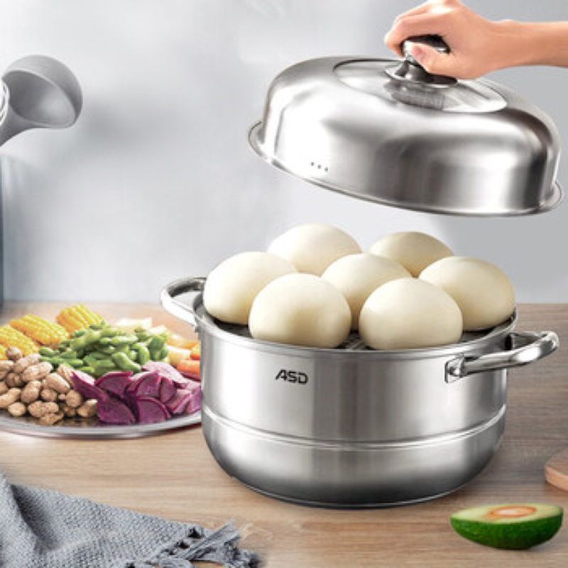 苏宁 爱仕达 蒸锅 ZS28Q1Z 家用两层覆底不锈钢蒸锅(含蒸片)28CM高清大图