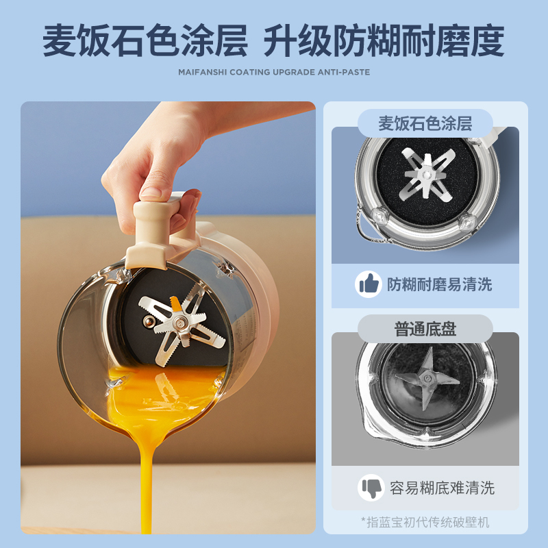 蓝宝(BLAUPUNKT)破壁机家用加热全自动小型豆浆机静低音多功能料理机宝宝辅食机BP-PB02S