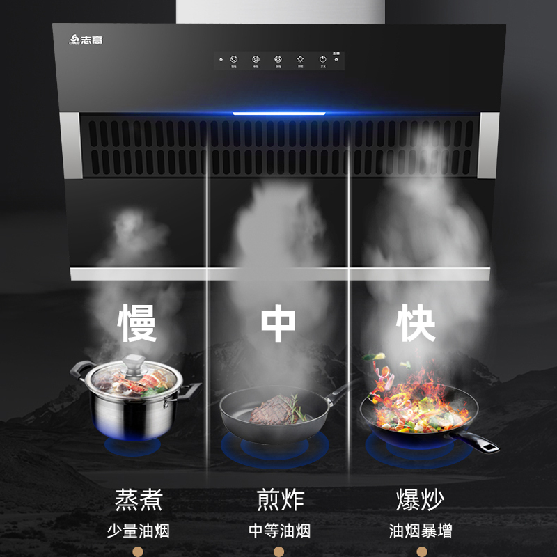 志高(CHIGO) F808侧吸式抽油烟机 自动清洗侧吸式家用大吸力抽油烟机