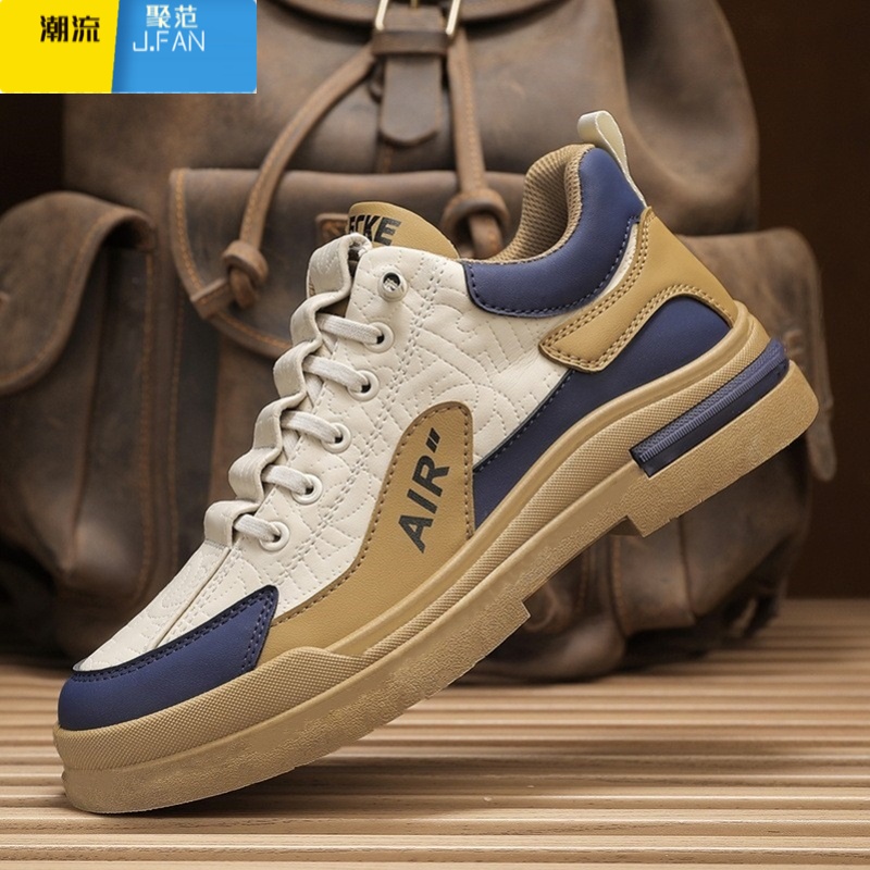 聚范男鞋夏季款2024新款厚底马丁靴男防水防滑运动休闲皮鞋工作劳保鞋 H17-S310-卡色 42