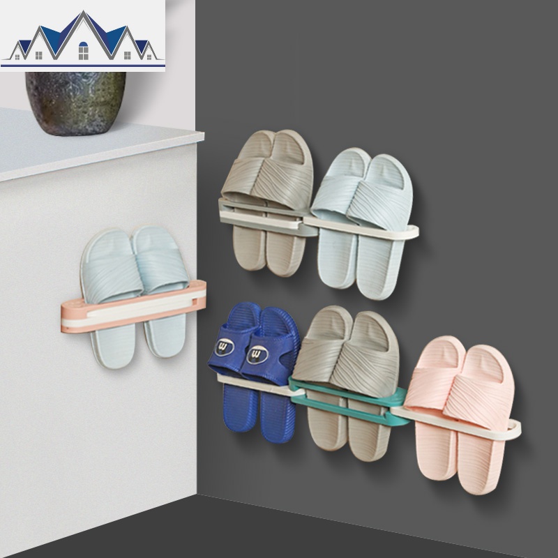 可折叠免打孔拖鞋架浴室三合一壁挂式抖音鞋架叠4孔挂粘贴免打孔_106高清大图