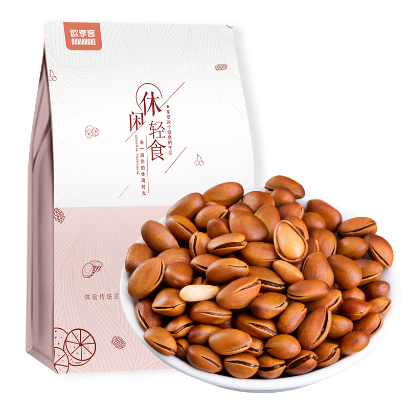 苏宁宜品X序木堂东北松子250g袋装手剥开口松子坚果休闲零食炒货