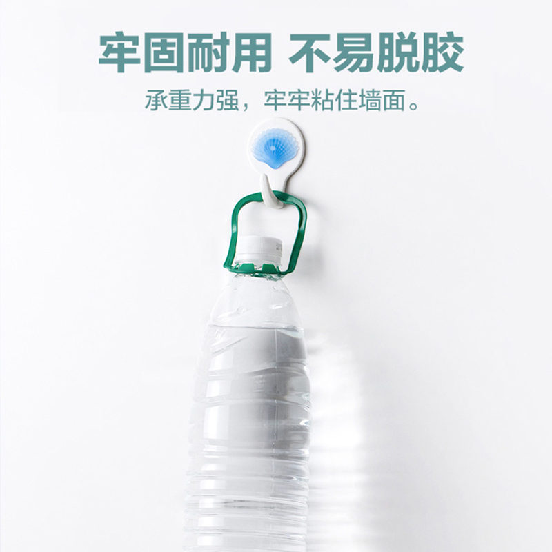 茶花强力粘胶挂钩家用无痕卡通可爱墙壁粘钩墙上承重迷你宿舍钩子 [海洋生物强力粘钩一组3个]颜色随机