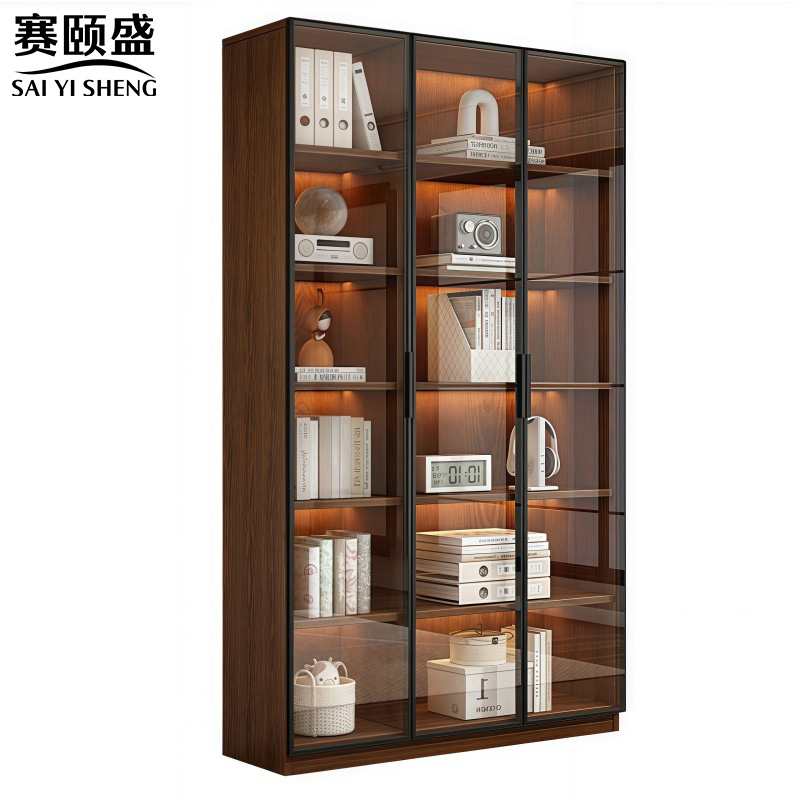 赛颐盛木质书柜三门1200*320*2000mm台高清大图