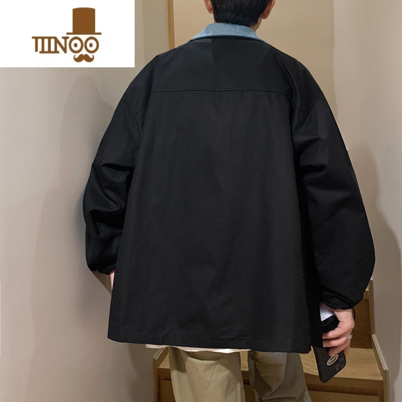 YANXU2023日系复古假牛仔外套男小众潮牌bf宽松工装2工日翻高清大图