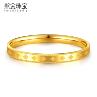 新金珠宝 黄金5D无氰硬金手镯 万花筒镯999足金镯子幸运四叶草1042